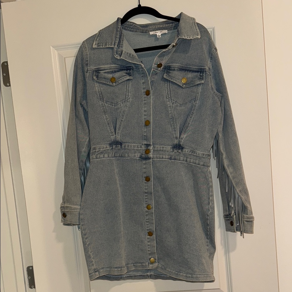 Denim dress Button-Up with fringe